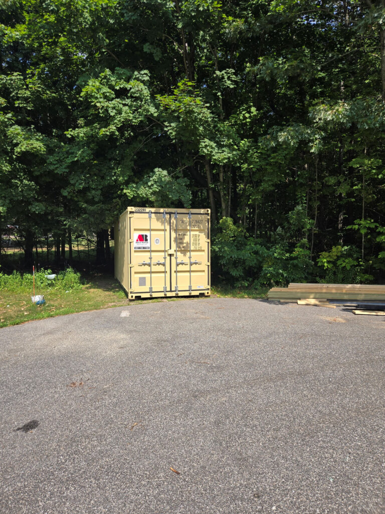 20-foot storage container delivered for window storage in Cumberland, ME