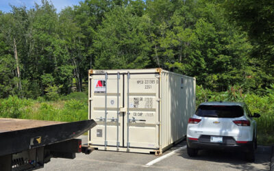 20ft storage container rental delivered to Convenient Store  in Boothbay Harbor for a Construction Company.