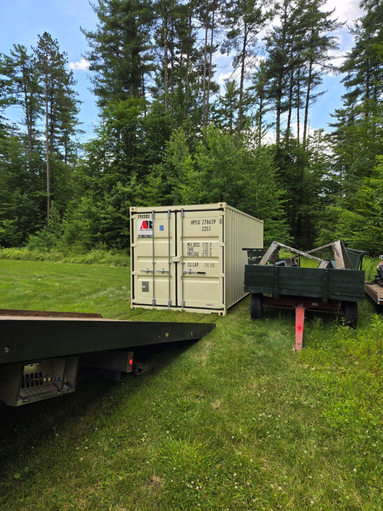 20 foot storage delivery for extra camp storage in Poland, ME