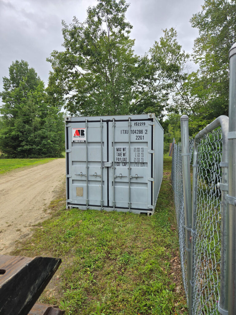 Abco Rental & Storage, Inc delivered a 20’ container in Poland, ME and will move it to Waterford, ME after the homeowner finishes packing.
