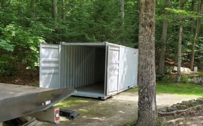 20′ storage container rental delivered to Cambell Shore Road, Gray, Maine 04039.