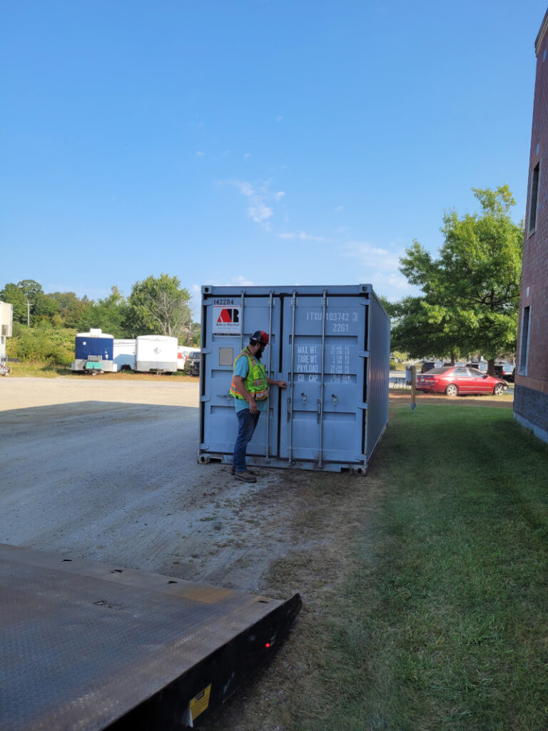 Local electrical contractor rented a mobile storage container rental at Cumberland County Jail in Portland, Maine. 