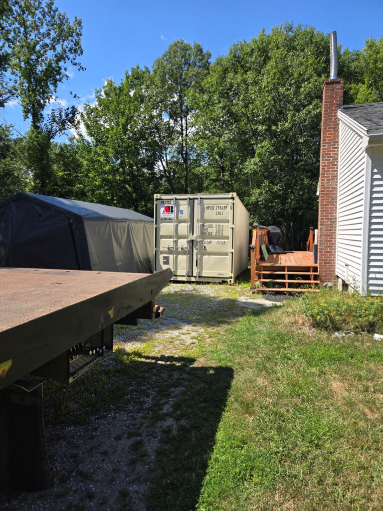20ft storage container rental delivered to Lisbon Falls, ME 04252 for furniture storage during floor refinishing 