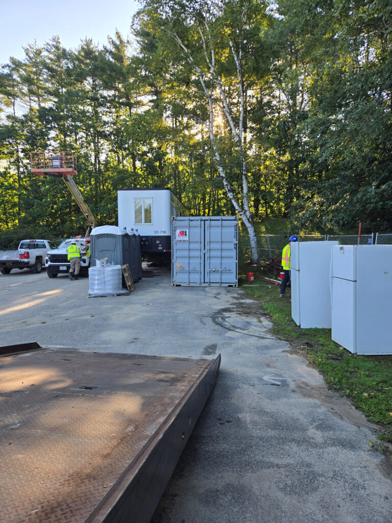 20ft shipping container moved on site for a commercial electrical and telecommunications contractor