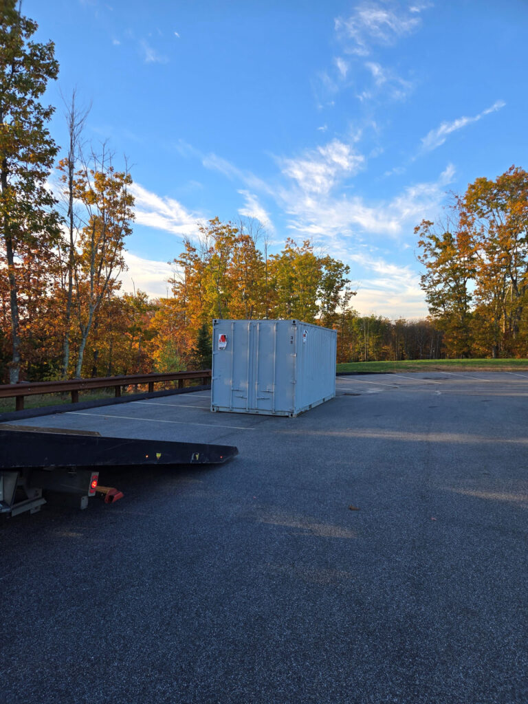 Abco Rental 20ft storage container delivered to Maine Med in Scarborough ME for salt and lot equipment storage
