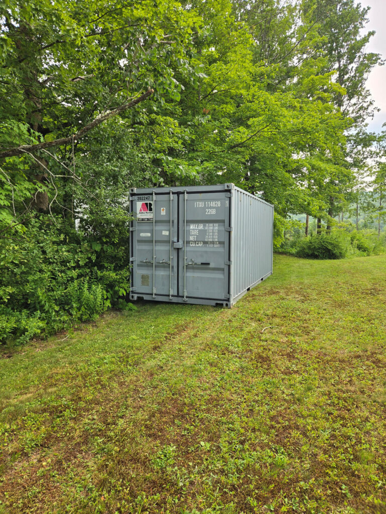 40ft storage container rental delivered to Parsonsfield for a home clean-out by Abco Rental & Storage, Inc.