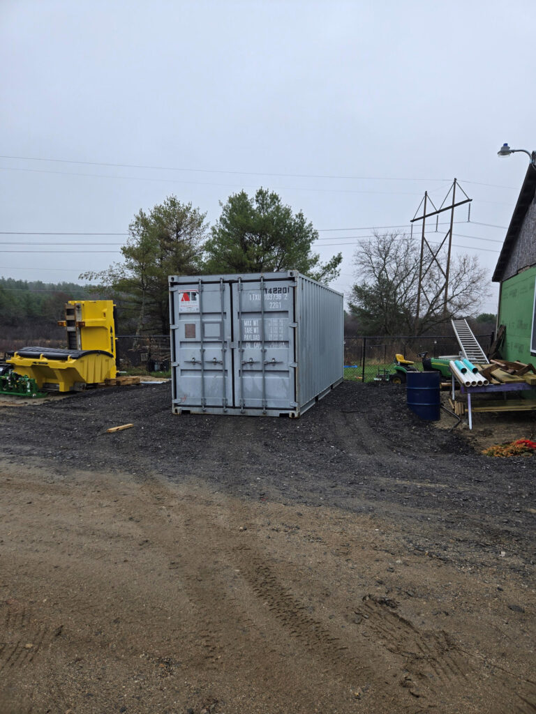 A 20-foot storage container delivered by Abco Rental & Storage, Inc to South Street in Gorham, Maine.