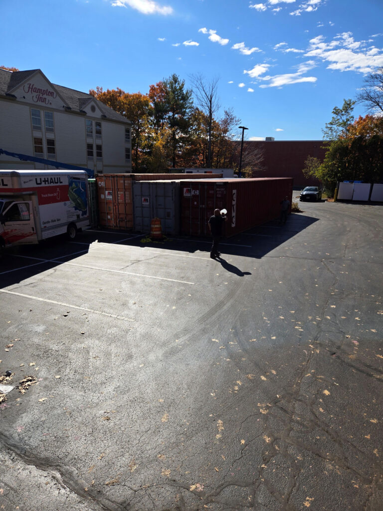 Abco Rental delivered four 40ft storage containers to Hampton Inn in Freeport Maine for Granite State Contractors renovation