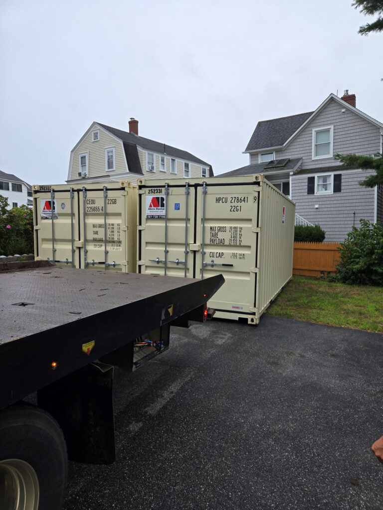 20-foot storage container delivered for furniture storage during a home remodel in Old Orchard Beach, ME