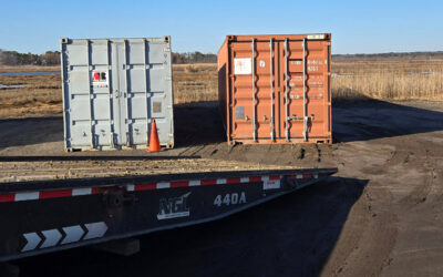40ft storage container rental delivered in Scarborough, ME by Abco Rental & Storage, Inc