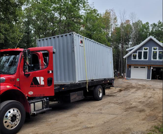20 ft container rental picked up in Freeport, Maine. This 20 ft storage container was rented to for tool storage for new garage build in