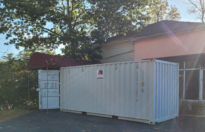 20 ft storage container rental for a bakery's cupcakes and cakes pastries overstock in Falmouth, ME 04105-1307.