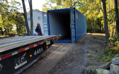 40’ high cube container in Boothbay Harbor, ME 04538.