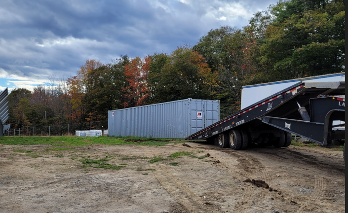 Picked up a 40 ft storage container rental from a Solar plant up in Sabattus, Maine ES boulos used to store their electrical supplies