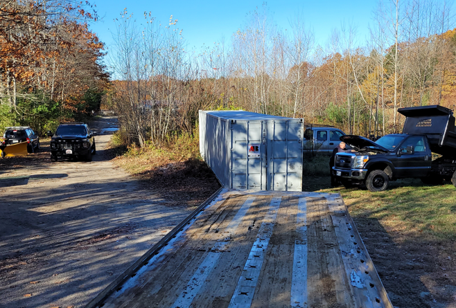 40’ storage container rental delivered to West Gardner, ME 04345