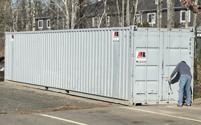 40’ storage container sold and delivered to Moody’a Collision York ME