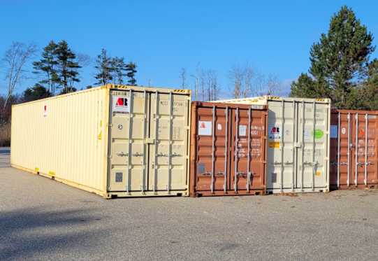 Delivery of a 40’ storage container rental to Cabela’s in Scarborough, Maine.
