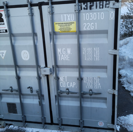 Five 20 ft storage rental containers delivered to Biddeford, Maine