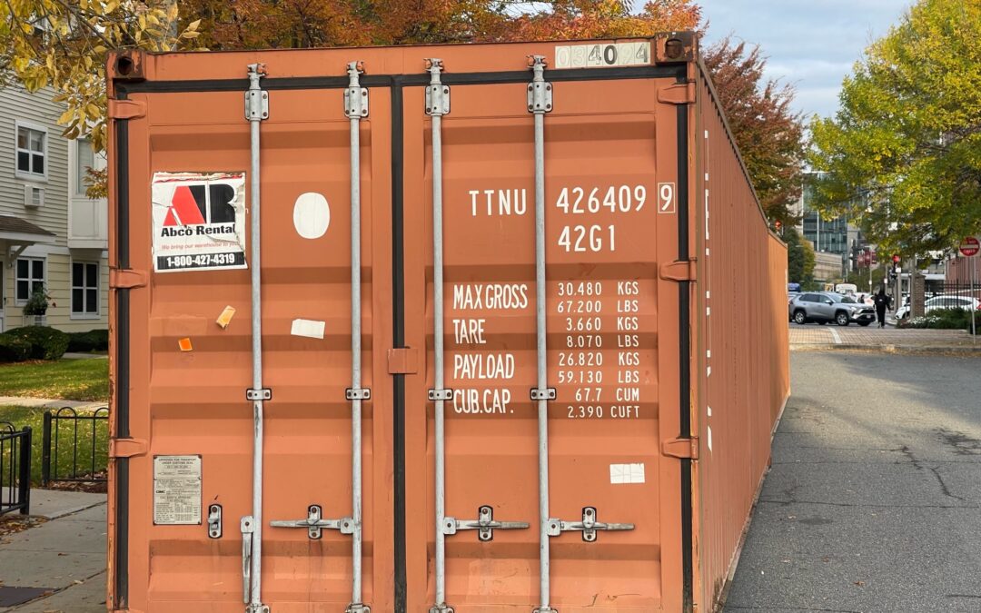 40 ‘ storage container rental delivery to Boston, for a new apartment complex. They have about 15 of our 20 ft storage container rentals.