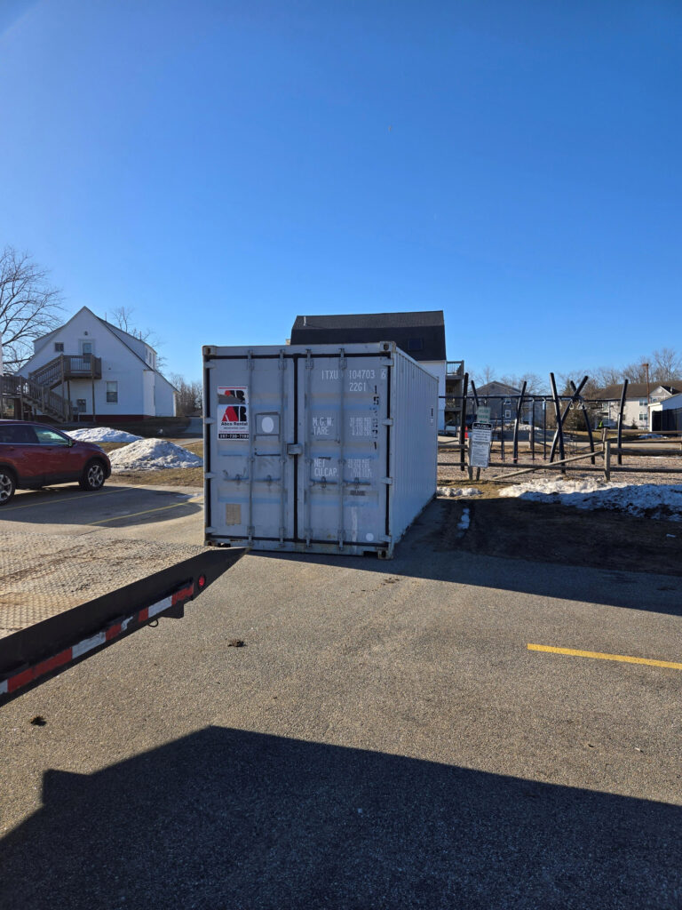 Another smooth 20’ storage container delivery completed by Abco Rental & Storage, Inc.