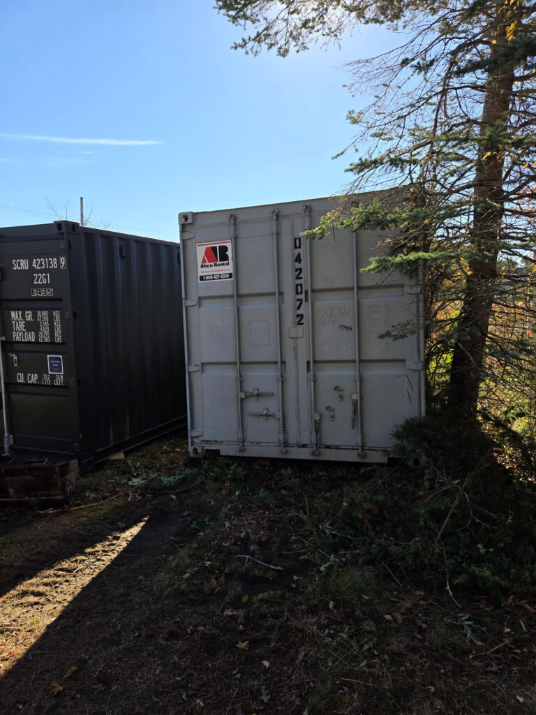 ext:
20-foot storage container delivered by Abco Rental & Storage to BIW in Bath, Maine, for electrical contractor Es Boulos.