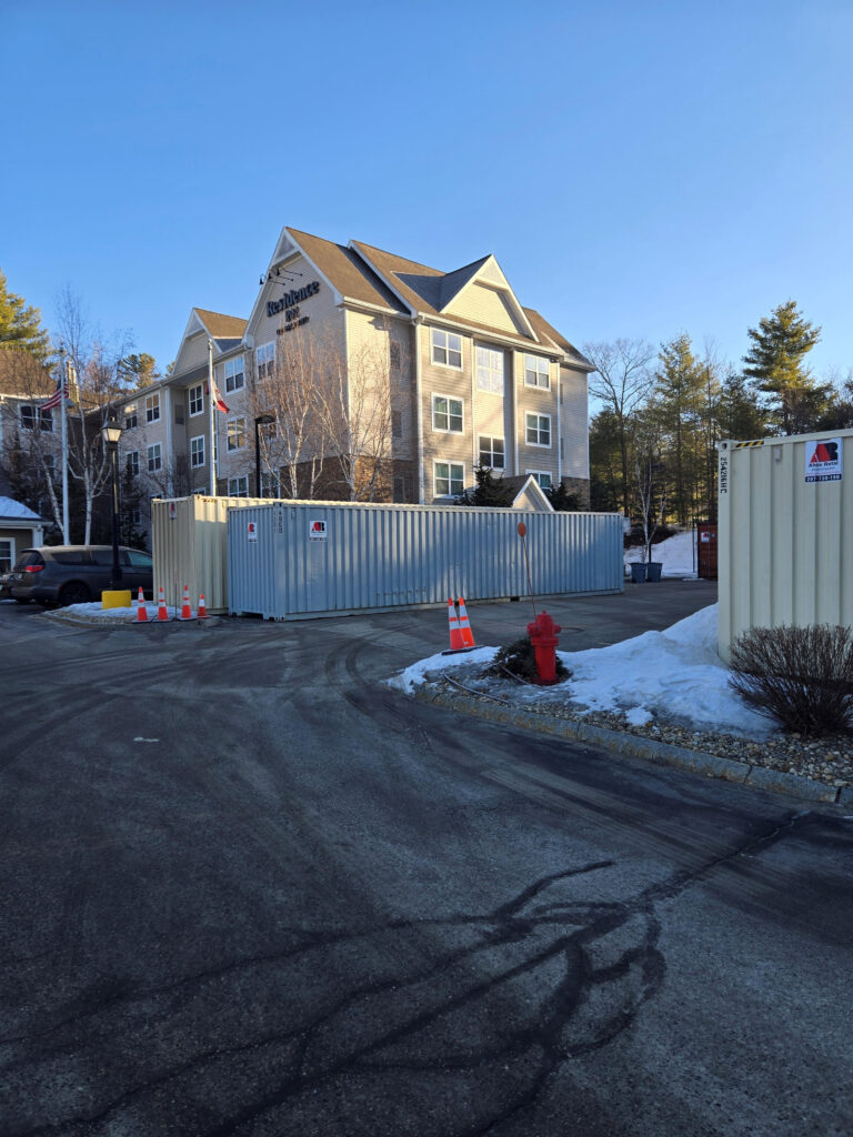 Another successful 40-foot storage container delivery in North Conway, NH by Abco Rental & Storage, Inc!
