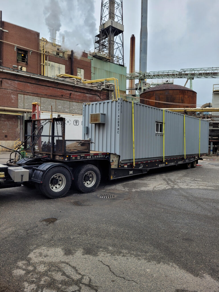 Abco Rental & Storage, Inc. picked up a 40’ ground office rental at Rumford Paper Mill in Rumford, Maine