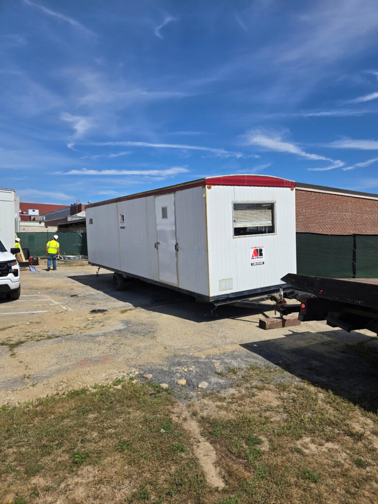 8x32’ office trailer relocated from Martins Point to the NEW Cape Elizabeth Middle School job site
